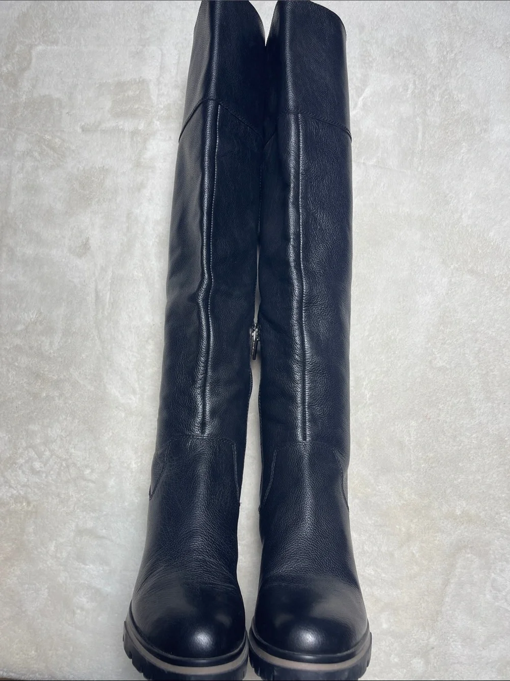 Vince Camuto Dasemma Black Leather Over-the-Knee Block Heel Boots Size 6.5